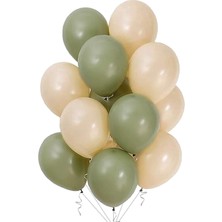 Trend Hediye Sepeti Pastel Retro Küf Yeşili Adaçayı - Deniz Kumu Balon 12 Inch 10 Adet