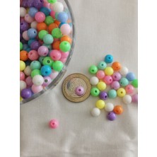 Livza Bijuteri Livza BIJUTERI 50GR 8mm Pastel Karışık Renkli Yuvarlak Plastik Boncuk Takı Yapım Boncuğu