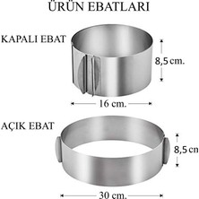 Pastaland Ayarlanabilir Turta Çemberi 16 x 30 cm. Yuvarlak Pasta Kalıbı