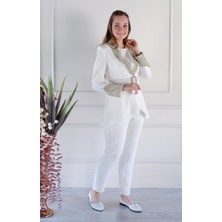 WHITE CORNER Pantalonlu Takım 2159 Ekru