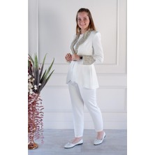 WHITE CORNER Pantalonlu Takım 2159 Ekru