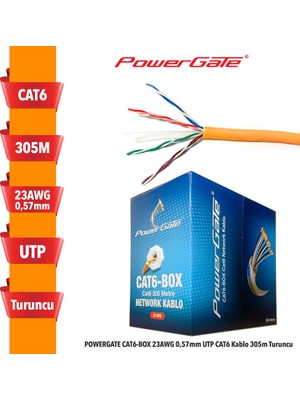 Powergate Cat6-Box 23AWG 0,57MM Utp Cat6 Kablo 305M Turuncu