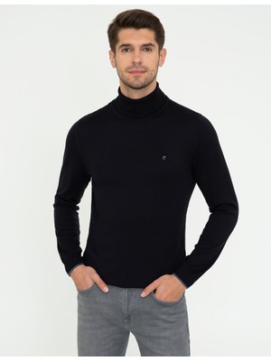 Pierre Cardin Erkek Lacivert Slim Fit Balıkçı Yaka Basic Triko Kazak 50248583-VR033
