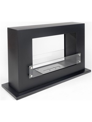 Korflame Supporto Siyah Bacasız Şömine