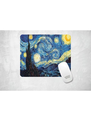 Mağaza Depom Van Gogh Yıldızlı Gece - Baskılı Kare Mouse Pad