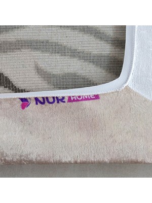 Nur Home Tekstil Nur Home Gri Çizgili Süngerli Kadife Lastikli Halı Örtüsü, Nrh-63