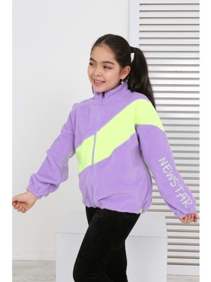 Toontoy Kids Toontoy Kız Çocuk Blok Renkli Polar Hırka