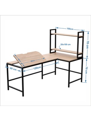 Yasmak Raflı L Ofis ve Çizim Masası 620-E