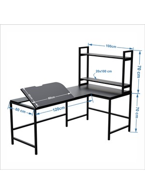 Yasmak Raflı L Ofis ve Çizim Masası 620-S