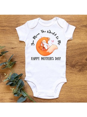 Limon Tilki Anne Bebek Organik Baskılı Çıtçıtlı Body
