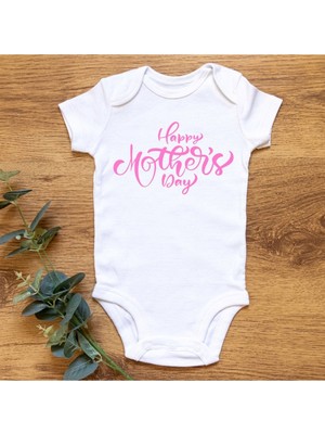 Limon Mothers Day Pembe Organik Baskılı Çıtçıtlı Bebek Body Zıbın