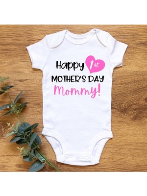 Limon Happy First Mothers Day Organik Baskılı Çıtçıtlı Body