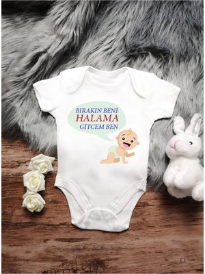 Limon Sevimli Bebek ve Bırakın Beni Halama Gidicem Ben Baskılı Body & Zıbın