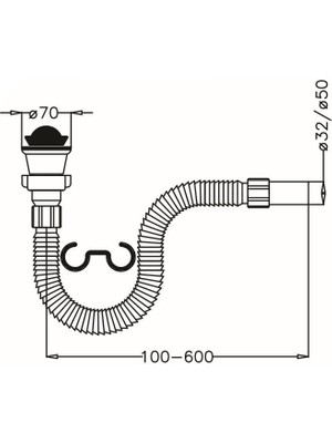 Japar Körüklü Lavabo Sifonu (Ø50) 50607