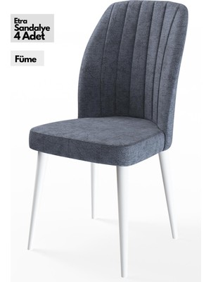 Canisa Concept Canisa Etra Serisi Gürgen Ayaklı   Sandalye , 4 Adet , Ayaklar Beyaz