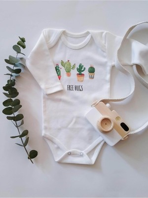 Limon Free Hug Uzun Kol Organik Baskı Bebek Body