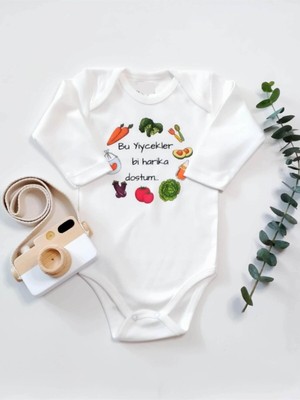 Limon Bi Harika Ek Gıda Uzun Kol Organik Baskı Bebek Body