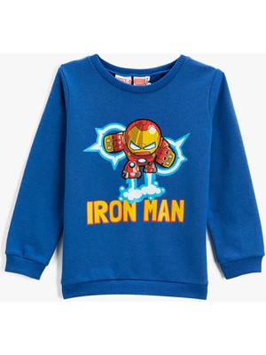Koton Iron Man Baskılı Sweatshirt Bisiklet Yaka Lisanslı