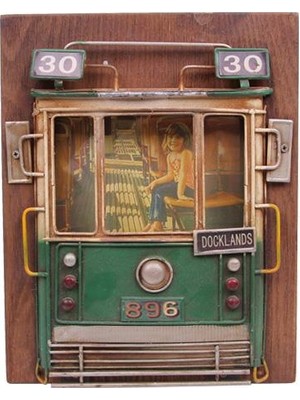 Sinerji Shop Dekoratif Metal Çerçeve Tramvay Dekorlu Vintage Hediyelik