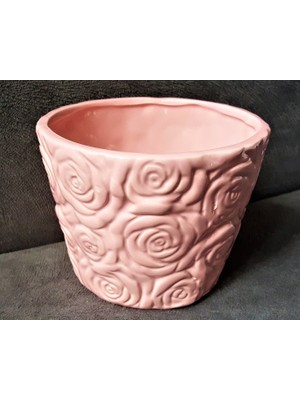 Morlalem Gül Kabartmalı Saksı Silikon Kalıp K-484, Polyester Taş Tozu Alçı Kalıbı