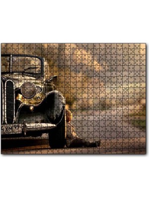 Caka Tablo Cakapuzzle Yolda Antika Araba ve Çocuk Görseli 120 Parça Puzzle Yapboz Mdf (Ahşap)