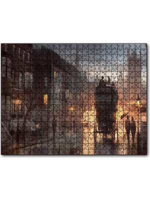 Caka Tablo Cakapuzzle Yağmurlu Akşamda Sokakta Arabalar ve Insanlar 120 Parça Puzzle Yapboz Mdf (Ahşap)