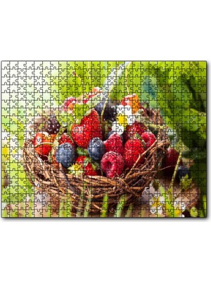 Caka Tablo Cakapuzzle Çilek Ahududu Yaban Mersini Kiraz Meyve Sepeti Görse 120 Parça Puzzle Yapboz Mdf (Ahşap)