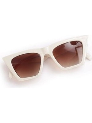 herkesetoptantic Cat Eye Dörtgen Güneş Gözlüğü (Kemik - Kahverengi)