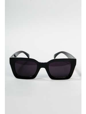 herkesetoptantic Cat Eye Kalın Dörtgen Güneş Gözlüğü (Siyah)