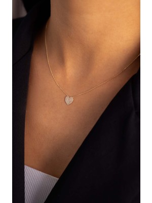 Yavuz Kuyumculuk 14 Ayar Altın Taşlı Kalp Kolye
