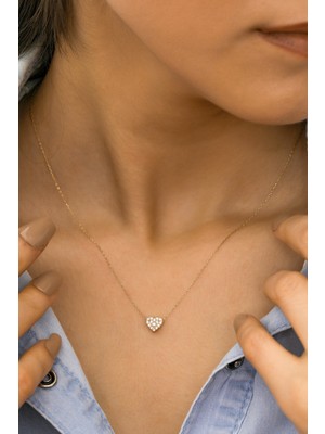 Yavuz Kuyumculuk Altın Taşlı Kalp Kolye Mini