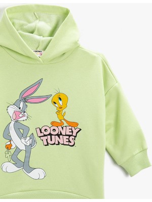 Koton Bugs Bunny ve Tweety Lisanslı Baskılı Kapşonlu Sweatshirt Pamuklu