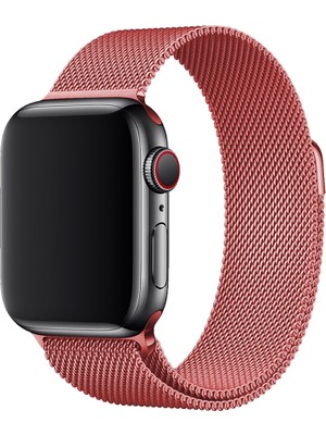 Bipower Apple Watch Uyumlu 38-40MM Krd1 Metal Hasır Kordon Koyu Pembe
