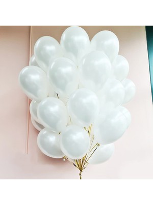 Trend Hediye Sepeti Metalik Beyaz Balon 12 Inch 5 Adet