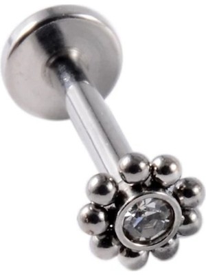 Bylin Cerrahi Çelik Papatya Labrent Piercing 8 mm - Gümüş Rengi