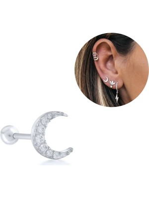 Bylin Cerrahi Çelik Yarım Ay Piercing Gümüş Rengi