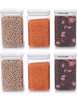 Geseus Vakumlu Hava Almaz Saklama Kabı Seti Erzak Kabı 6 Adet 1400 Ml.