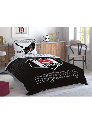 Taç Beşiktaş Marşlı Logo Tek Kişilik Nevresim Takımı