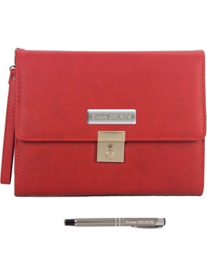 Hediye Rengi 2024 Organizerli Anahtarlı Kitlenebilir Çantalı Ajanda + Kalem Seti Kırmızı