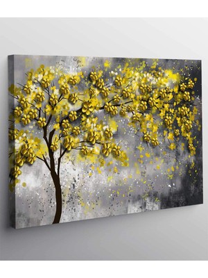 VeraStore Sarı Çiçekli Ağaçlı Kanvas Tablo