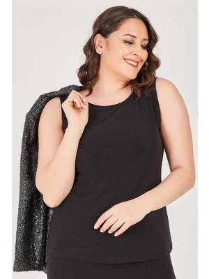 Ladies First Büyük Beden 3686 Siyah Ceket+Bluz Ikili Takım