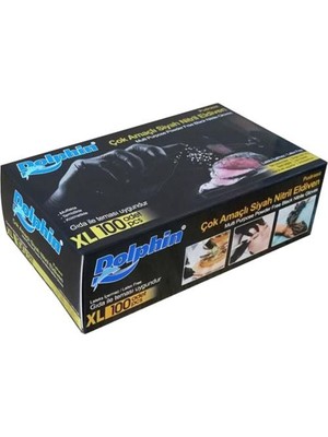 Dolphin 100 Lü Çok Amaçlı Pudrasız Eldiven Siya Xl