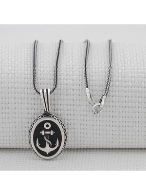 Takılingo Oval Çapa Tasarım 925 Ayar Gümüş Erkek Kolye