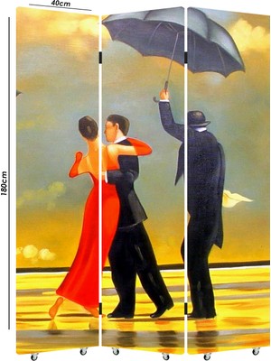 VeraStore Jack Vettriano 3 Kanatlı Oda Bölücü Çift Taraflı Kanvas Paravan