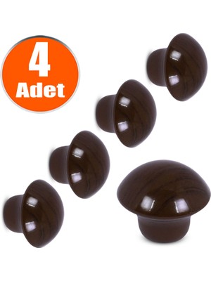 BADEM10 Mantar Düğme Kulp Çekmece Dolap Kapak Kulpu Kulbu Ceviz 4 Adet