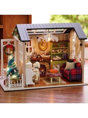 Beauty Life Dıy Noel Minyatür Dollhouse Kiti Mobilya LED Işıkları (Yurt Dışından)