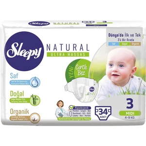 Bebek Bezi 34&#39;lü Natural Ultra Hassas 3 Midi 4-9 kg 8681212060345