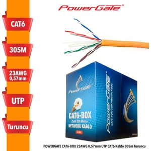 Cat6-Box 23AWG 0,57MM Utp Cat6 Kablo 305M Turuncu
