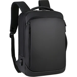 15.6 Inç USB Şarj Portlu Suya Dayanıklı Laptop Sırt Çantası - Siyah (Yurt Dışından)