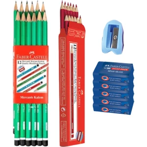 Kurşun Kalem 12'li + Kalem Kırmızı 12'li + Silgi 5'li + Kalemtraş